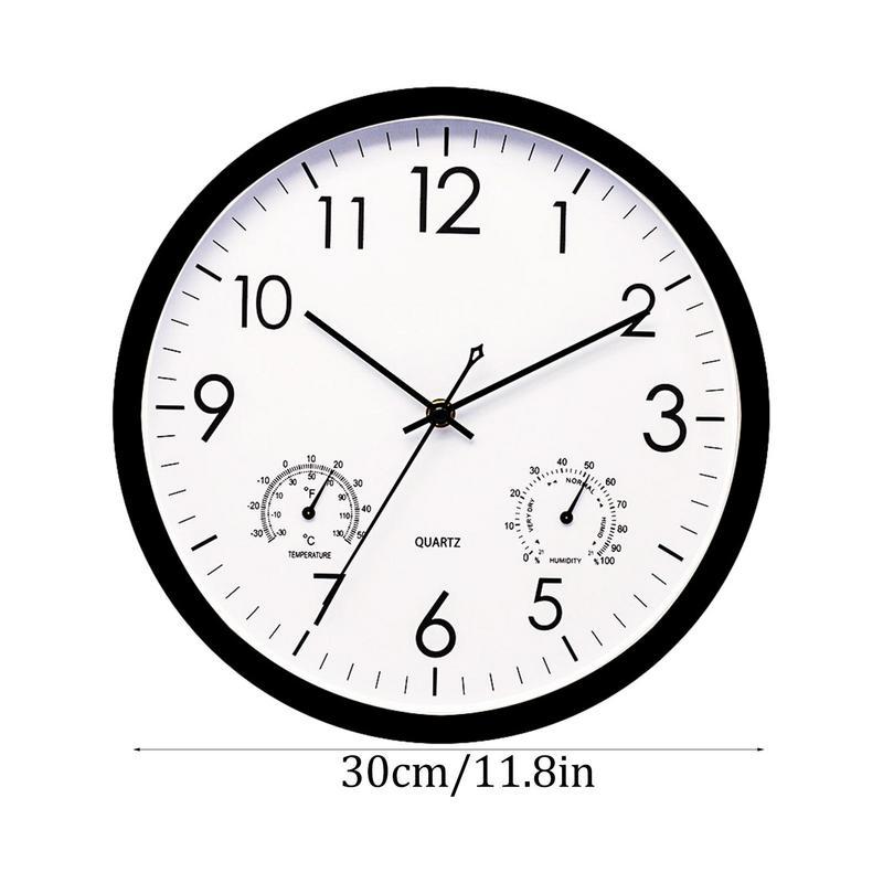 Weatherproof outdoor garden clock with temperature gauge for patio, deck, or backyard. Vintage home decor.