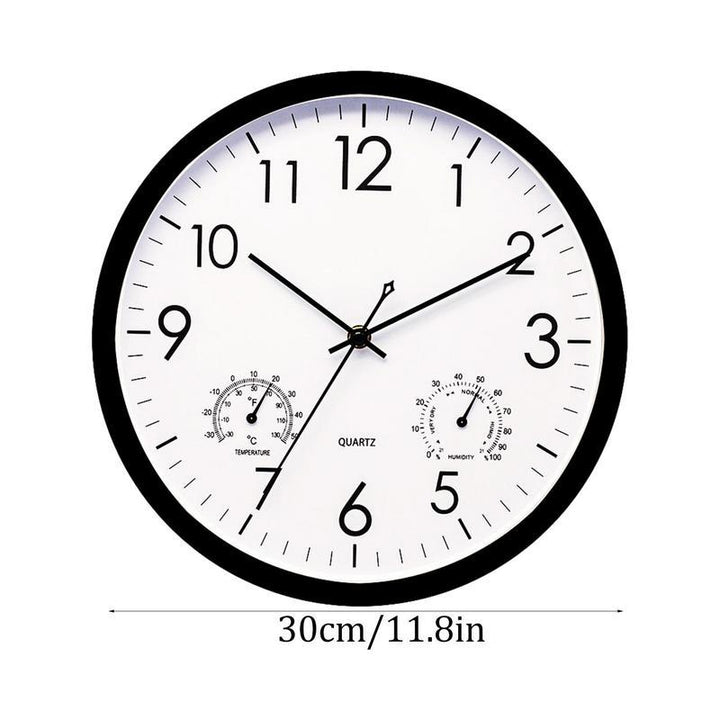 Weatherproof outdoor garden clock with temperature gauge for patio, deck, or backyard. Vintage home decor.