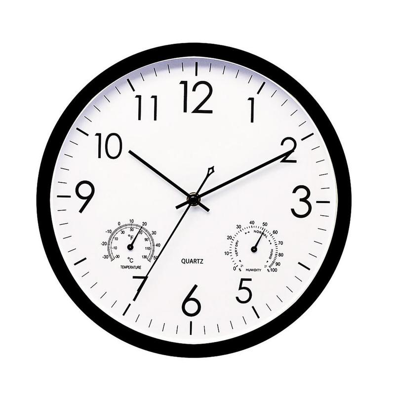 Durable weatherproof outdoor garden clock with temperature gauge. Vintage style patio & home decor accessory.
