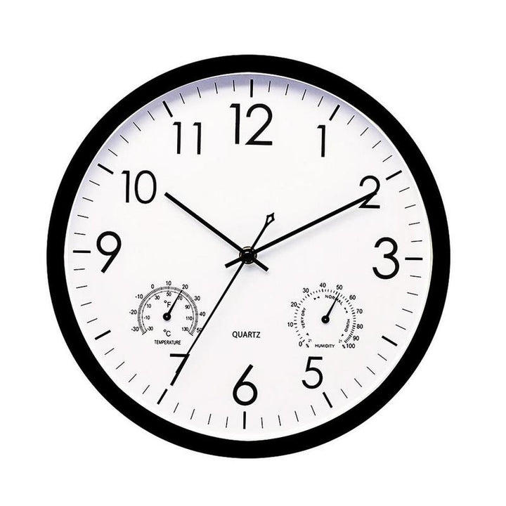 Durable weatherproof outdoor garden clock with temperature gauge. Vintage style patio & home decor accessory.