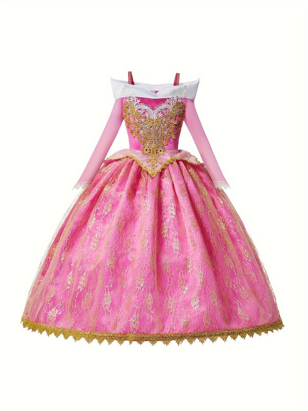 Adorable children's princess costume in a dreamy pink hue, ideal for dress-up adventures.