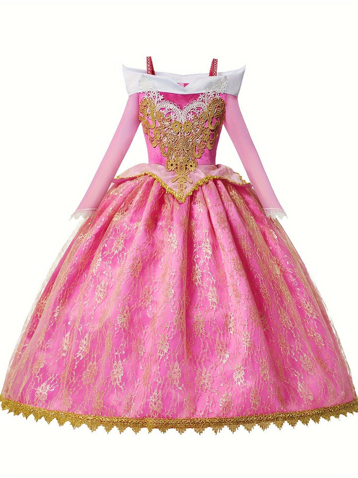 Sparkling dark pink princess gown for kids, designed for magical play and special events.