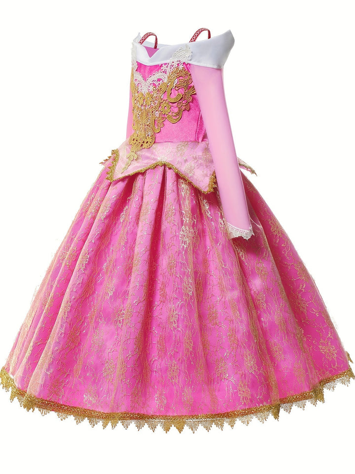 Elegant dark pink fairy tale dress for children, encouraging creative storytelling.