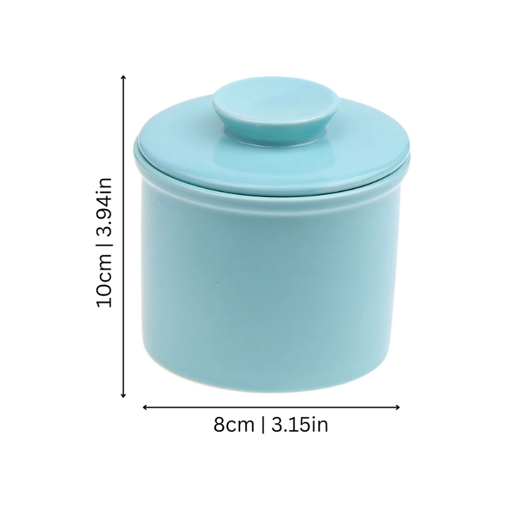 Elegant ceramic butter keeper, water-sealed to keep butter fresh and soft on your dining table.