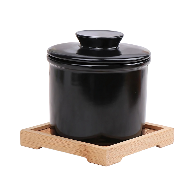 Water-sealed ceramic butter keeper, perfect for keeping fresh, spreadable butter at room temperature.