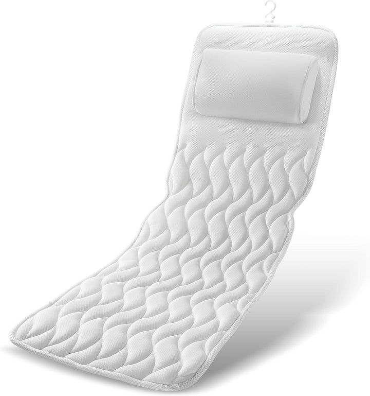 Enjoy a home spa experience with this ergonomic full body bathtub pillow. Provides superior head-to-toe comfort & support.