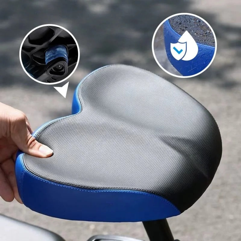 Wide comfort bike seat with ergonomic design for ultimate cycling comfort.