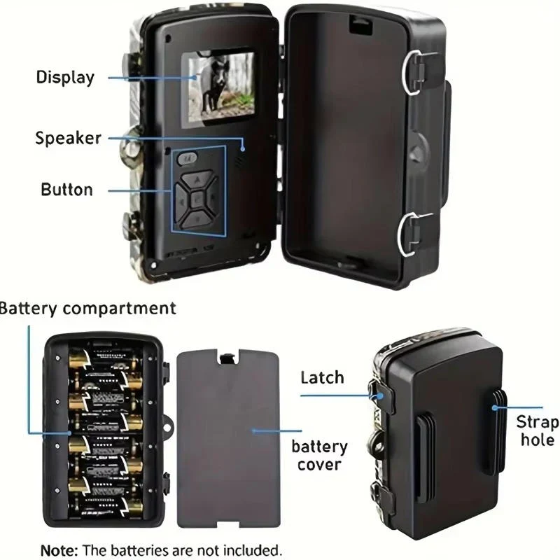 An installed trail camera monitoring a forest path with clear visibility.