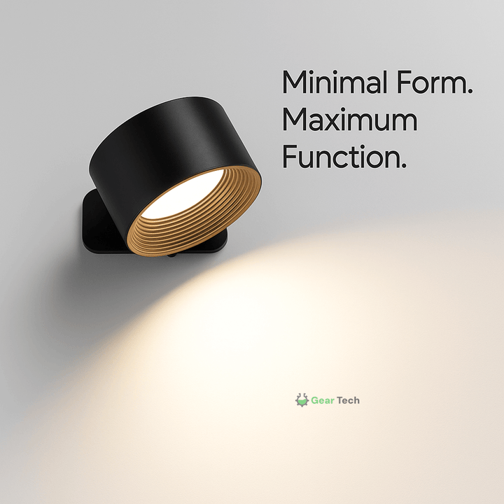 Versatile LED wall light, wireless, rechargeable, 360° rotation, and touch control. Perfect for home decor.