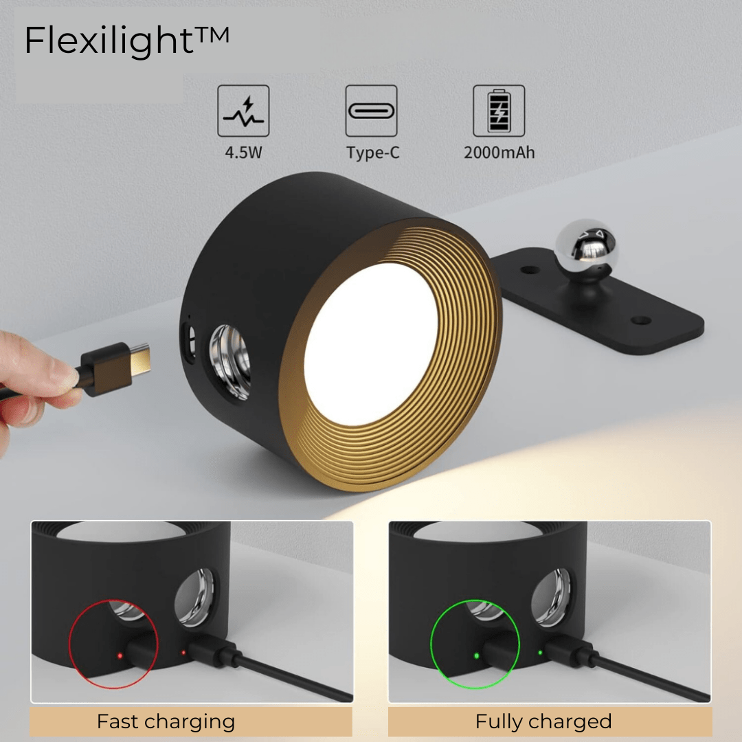 Interior lighting LED wall light, wireless, rechargeable. Touch control and 360° rotation for versatile use.
