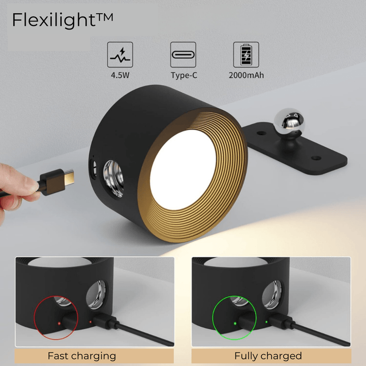 Interior lighting LED wall light, wireless, rechargeable. Touch control and 360° rotation for versatile use.