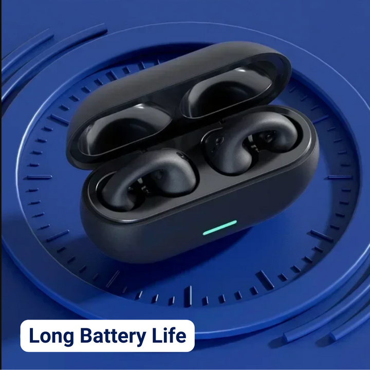 High-tech bone conduction wireless earbuds provide safe listening while running or cycling. Long-lasting battery.