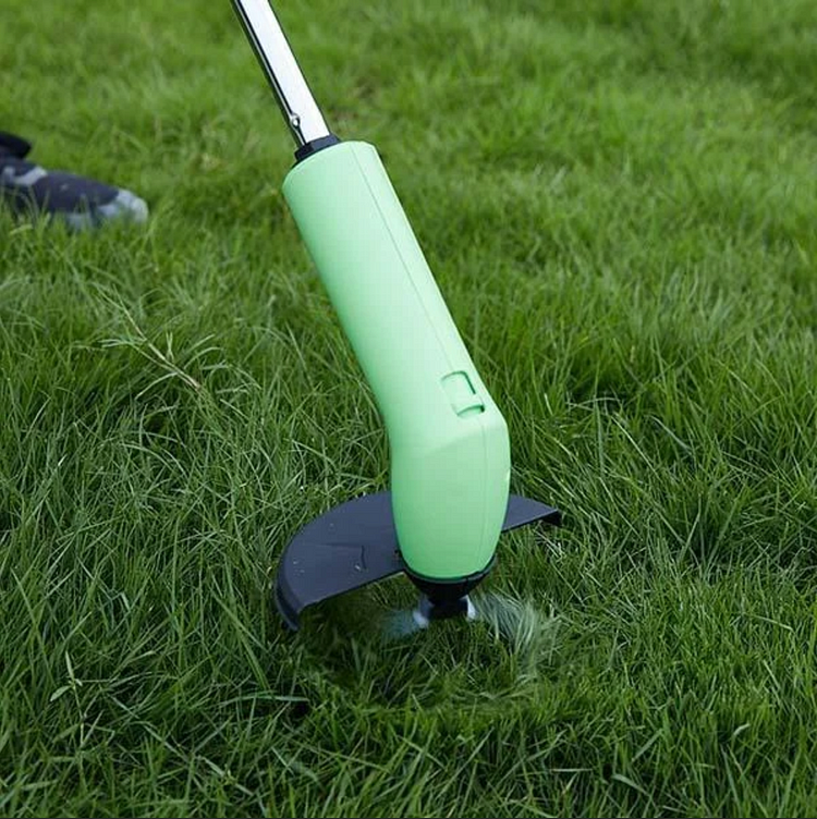 Cordless mini grass trimmer, ideal for effortless lawn care & garden edge maintenance. Portable battery-powered.