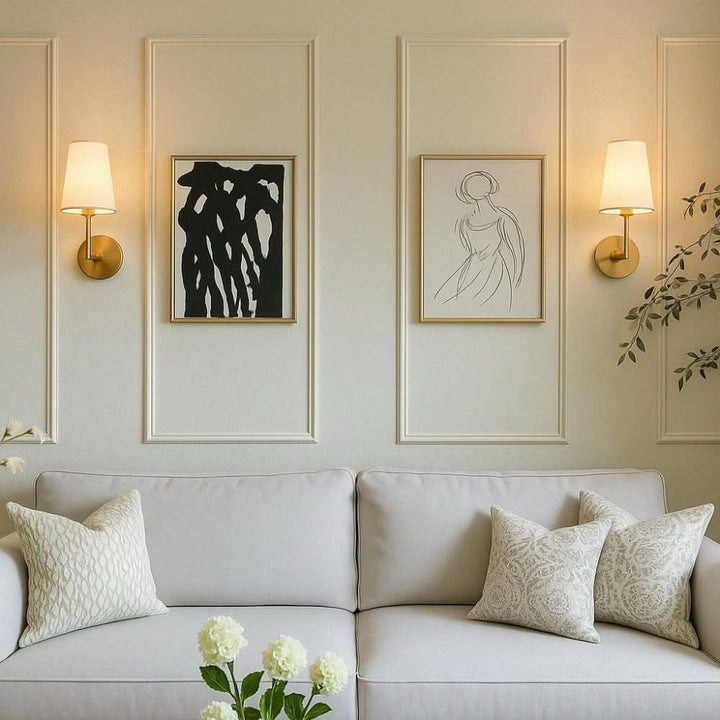 Wireless wall sconce light with remote control, perfect for ambient home decor lighting.