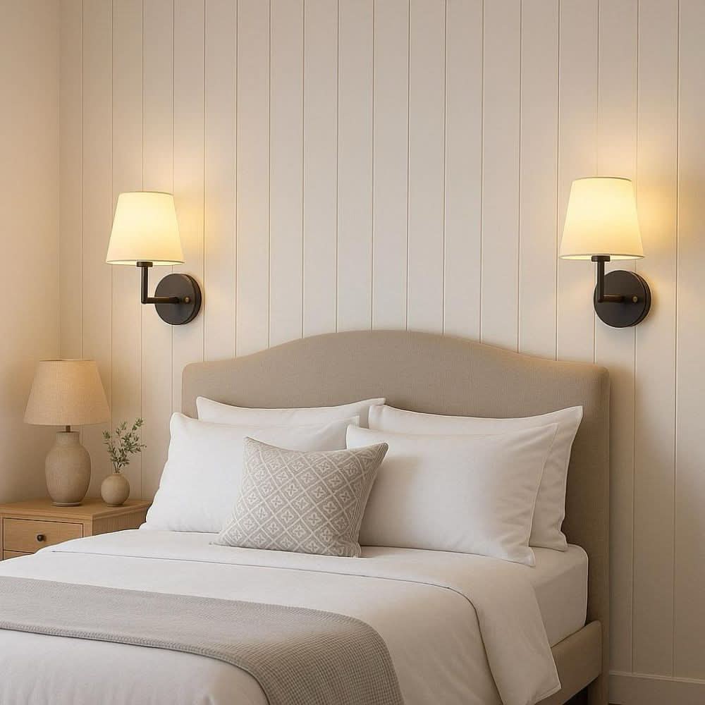 Easy install wireless wall sconce, 2-pack, providing convenient accent lighting for any room.
