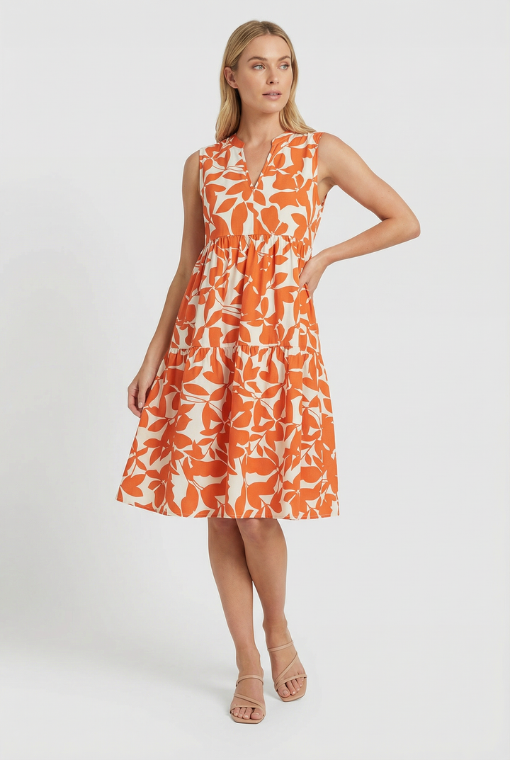 Women's summer collection: floral A-line mini dress with a relaxed fit.