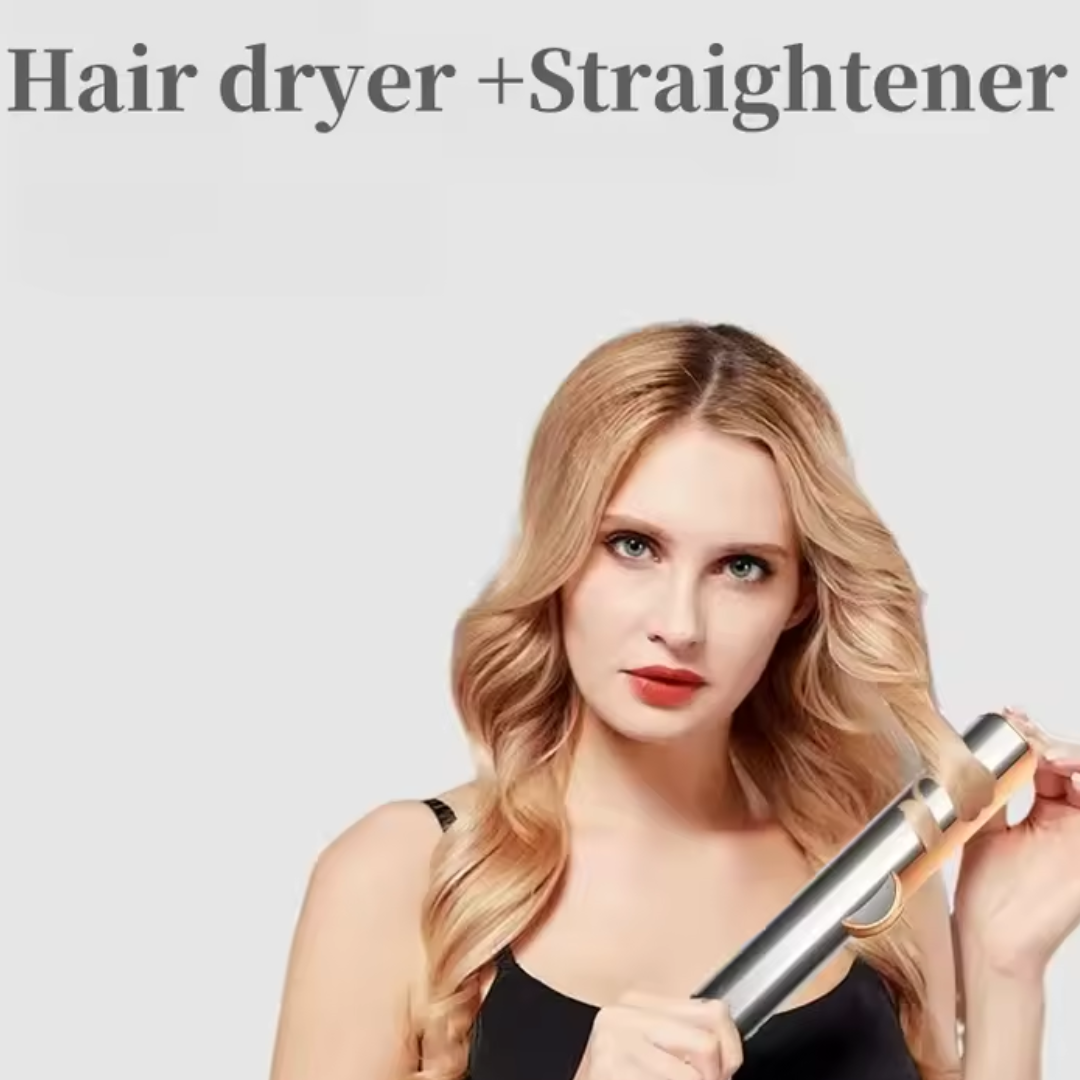 Women's 2-in-1 hair dryer and straightener for quick, efficient styling & smooth hair. Beauty tool.