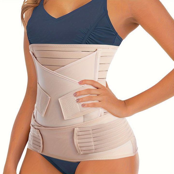 Women's 3-in-1 postpartum belly band, adjustable recovery support for new moms after childbirth.