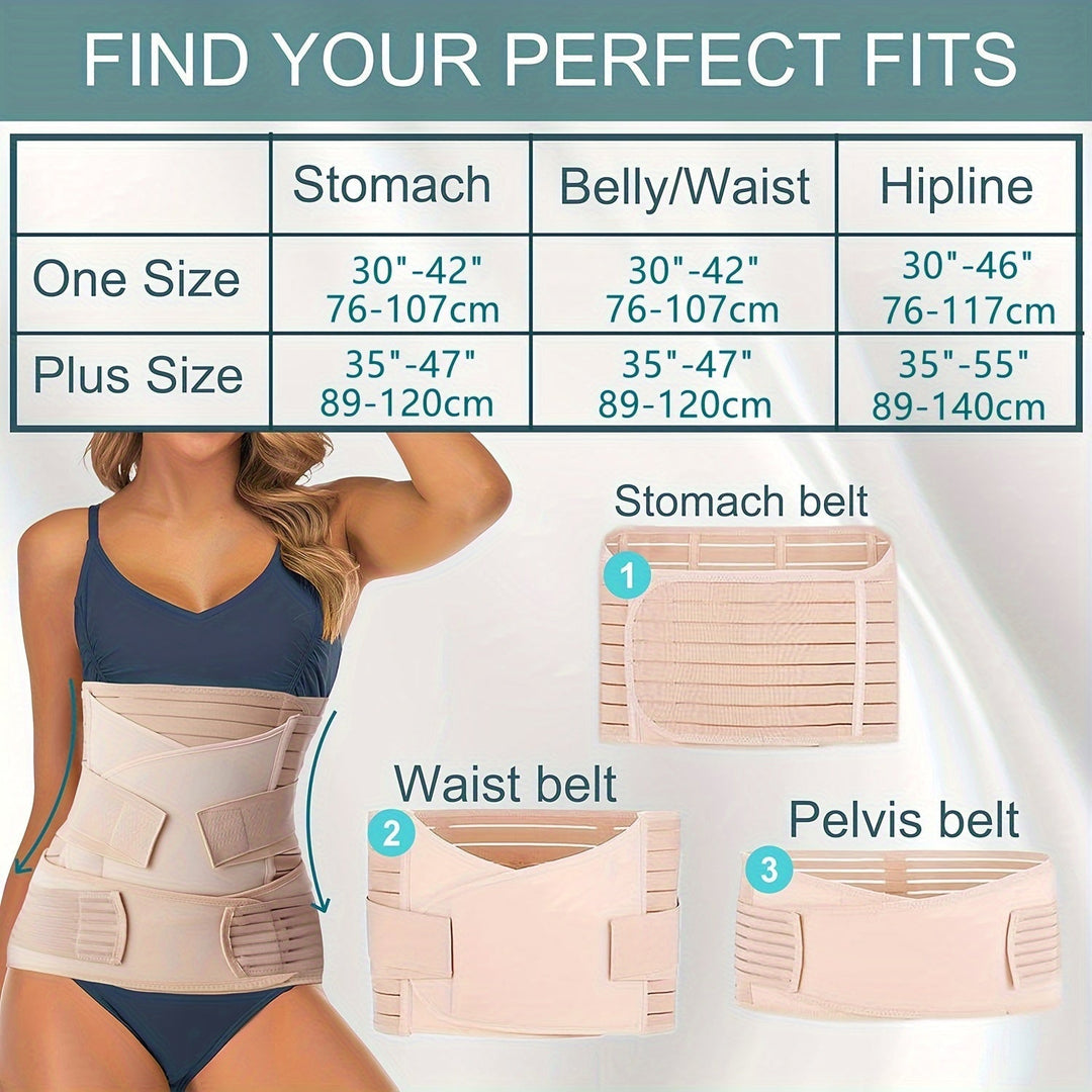Optimize recovery with 3-in-1 postpartum belly band, offering adjustable waist & pelvic support.