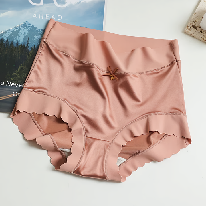 Antibacterial & breathable women's 5-pack seamless silk satin underwear. Ultra-soft briefs for daily comfort.