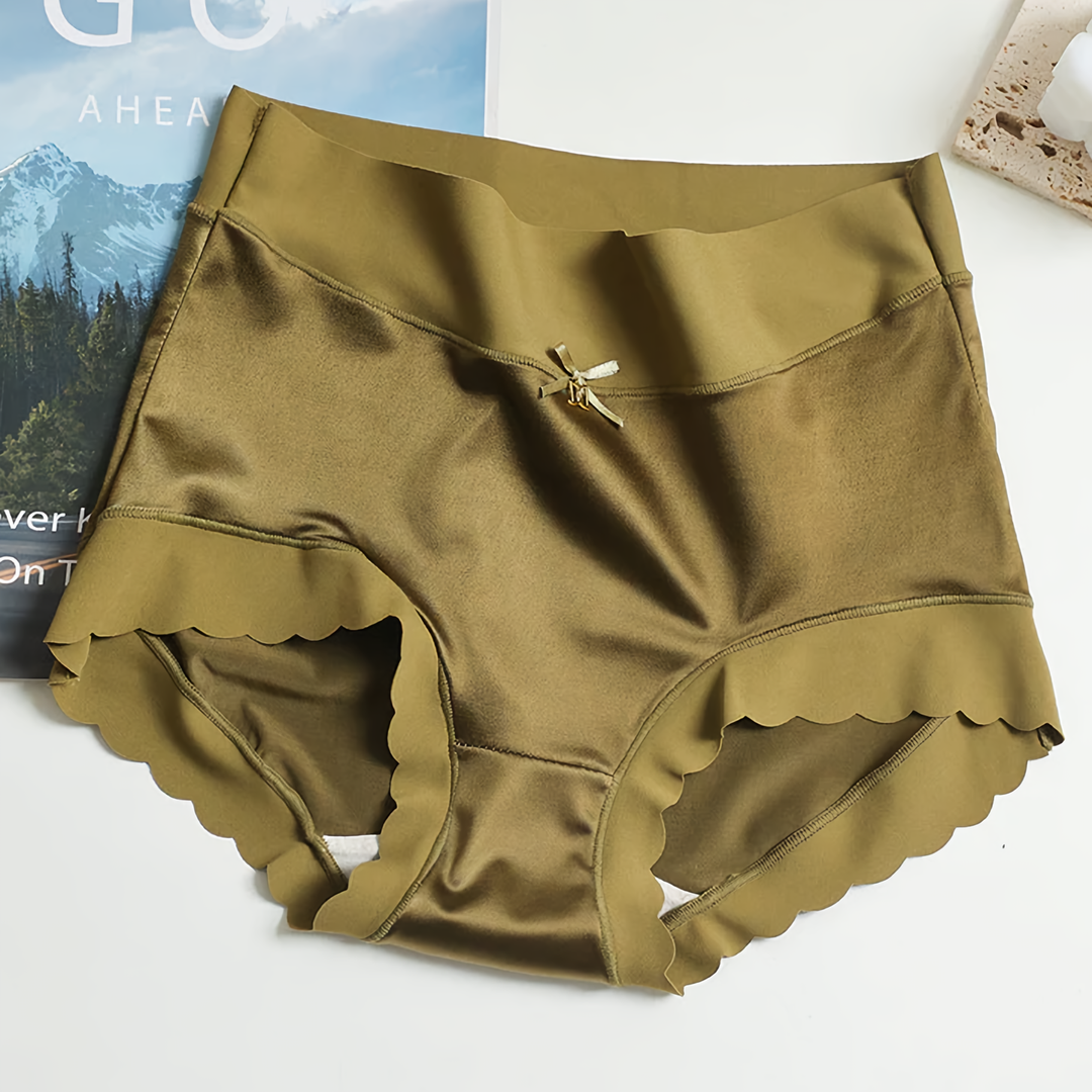 5-pack women's seamless satin underwear. Soft, breathable silk briefs offering comfort & style.