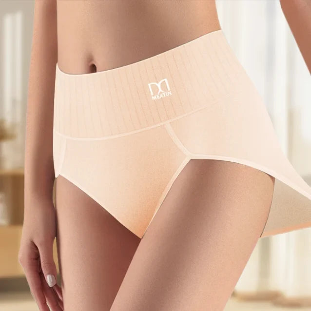Women's 6-pack high-waisted shaping briefs with ribbed waistband for tummy control & comfort.