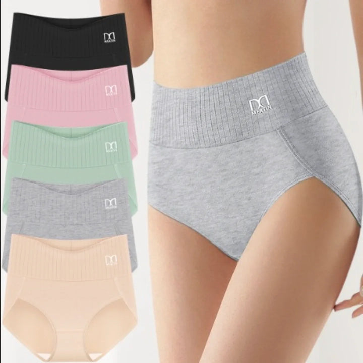 Women's 6-pack high-waisted shaping briefs. Tummy control, seamless, comfortable with ribbed waistband.