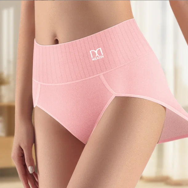Ladies 6-pack stretch shaping briefs, high-waisted for tummy control, seamless everyday wear.