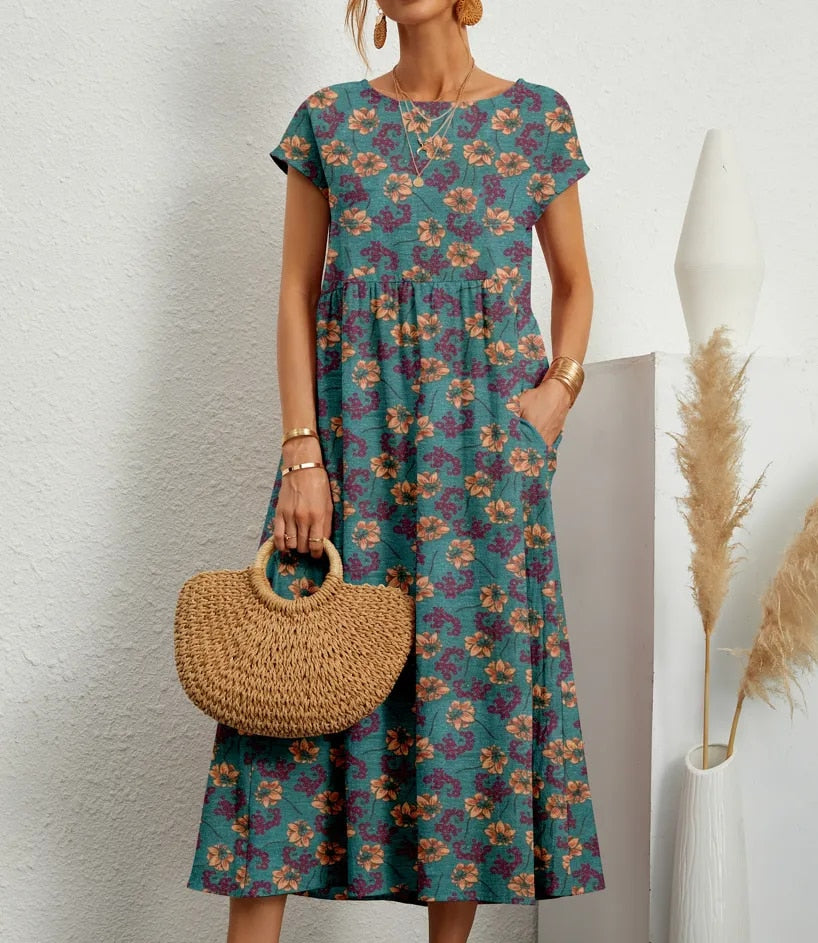 The ultimate summer A-line dress for women, featuring a feminine floral print.