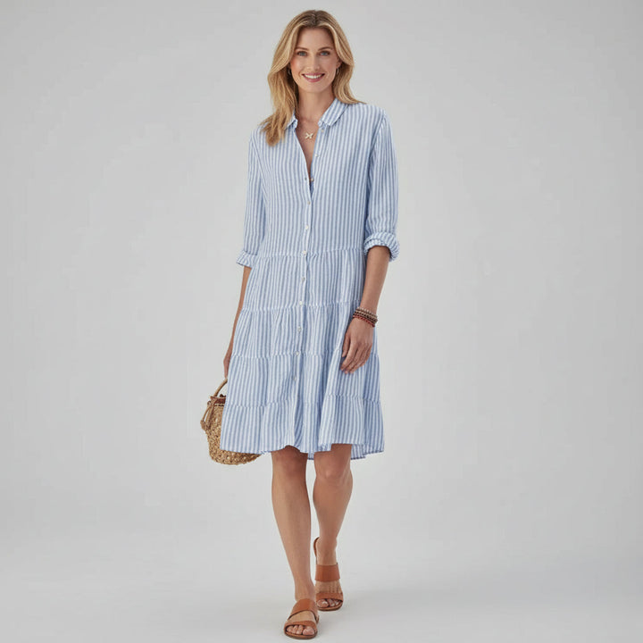 Women's A-line midi dress, perfect for summer casual wear.