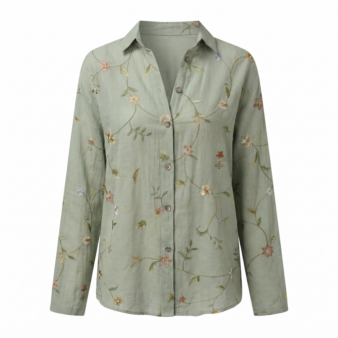 Effortless style: Women's abstract print split neck blouse, ideal for versatile fashion and workwear.