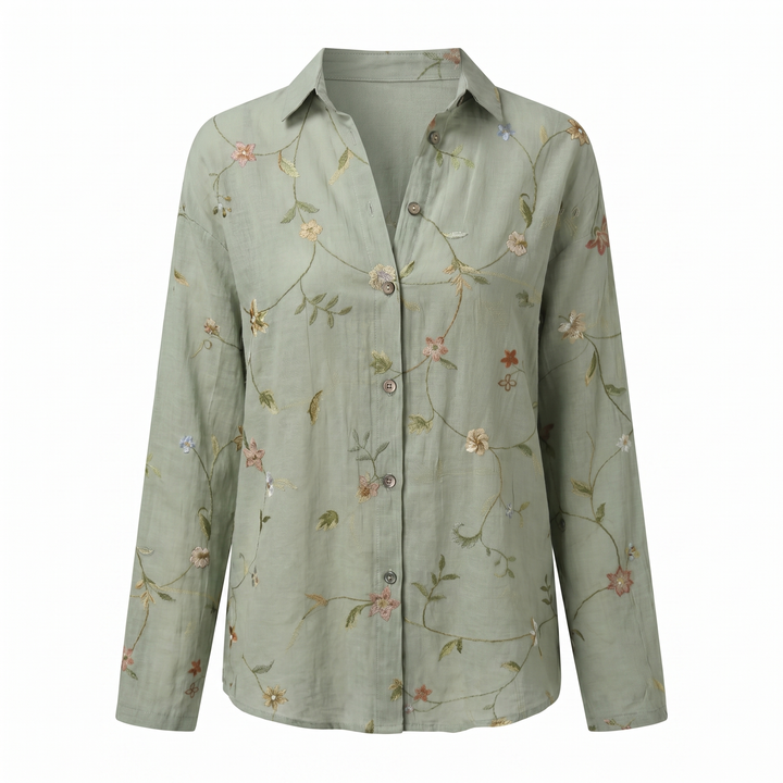 Effortless style: Women's abstract print split neck blouse, ideal for versatile fashion and workwear.