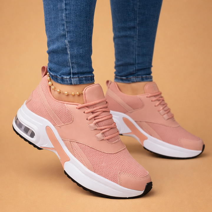 Comfortable women's athletic sneakers with air cushion technology for walking and active lifestyles. Stylish design.
