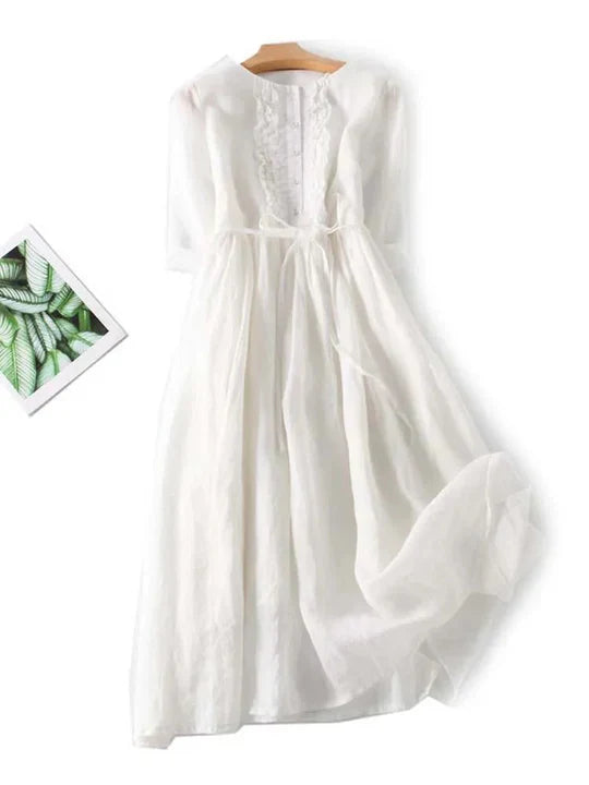 Chic and comfortable linen sundress for women, ideal for hot weather.