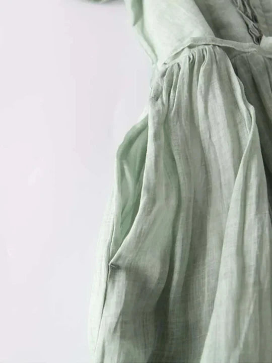 Lightweight and breathable women's summer dress in natural linen fabric.