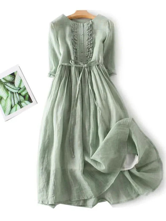 Elegant linen dress for women, offering comfort and style for summer.