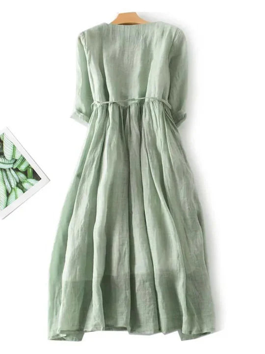 Casual women's linen dress, a must-have beach and sundress for summer.