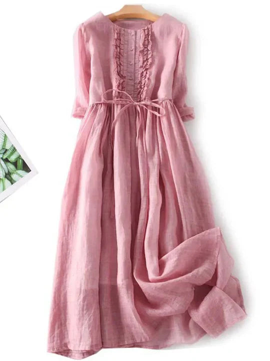 Shop this comfortable and chic women's linen summer dress for effortless style.