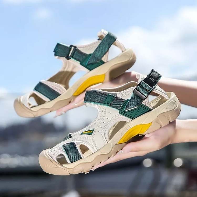 Green women's all-terrain adventure sandals. Ideal lightweight footwear for hiking, outdoor travel, and summer activities.