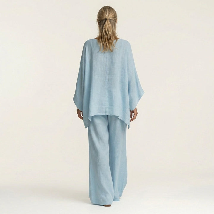 Relaxed fit women's Anouk boho linen blend two-piece set, comfortable for everyday wear.
