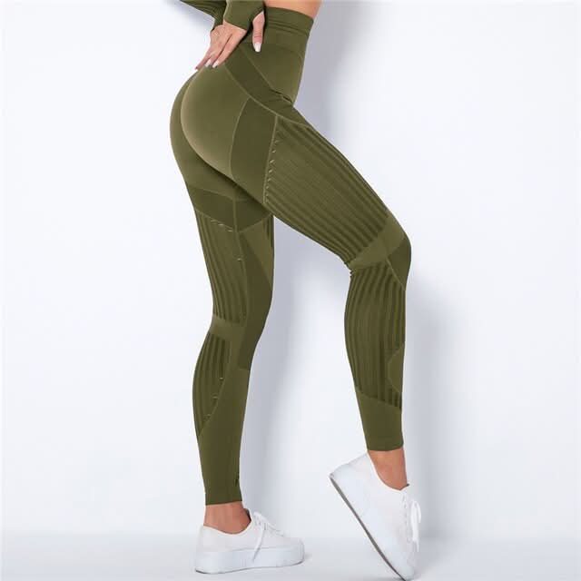 Women's activewear compression leggings designed to reduce the appearance of cellulite.
