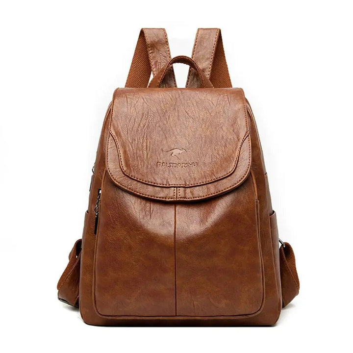 Women's anti-theft leather backpack, stylish & secure for daily use. Perfect travel shoulder bag.