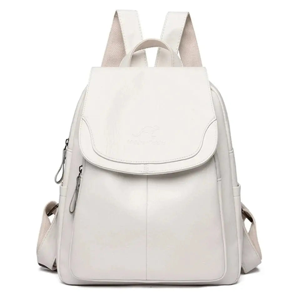 Elegant women's leather anti-theft backpack, ideal for travel, commuting, or daily fashion.