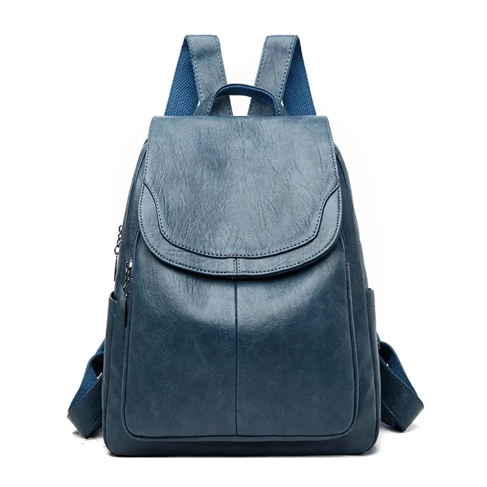 Secure women's anti-theft leather backpack. Fashionable daily use shoulder bag & travel companion.