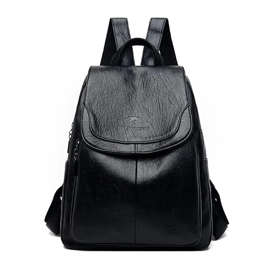 Stylish women's anti-theft leather backpack for travel & daily commute. Secure and chic handbag.