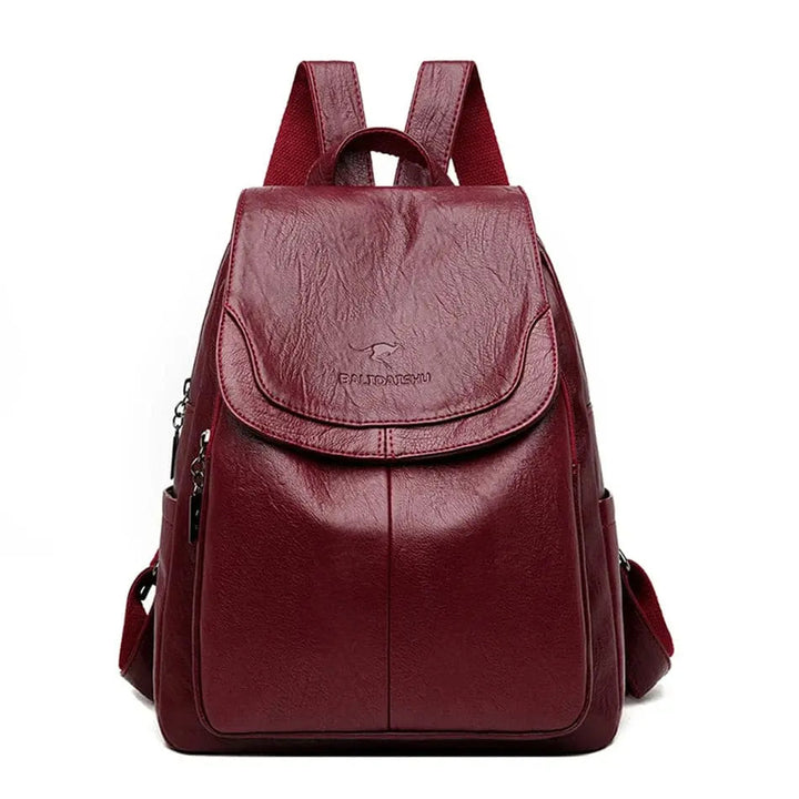 Compact anti-theft women's leather backpack, perfect for daily essentials, travel, and style.