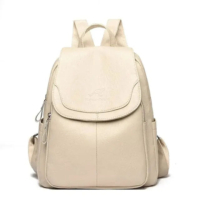 Durable anti-theft women's leather backpack. Fashionable, secure, and ideal for commuters & travelers.