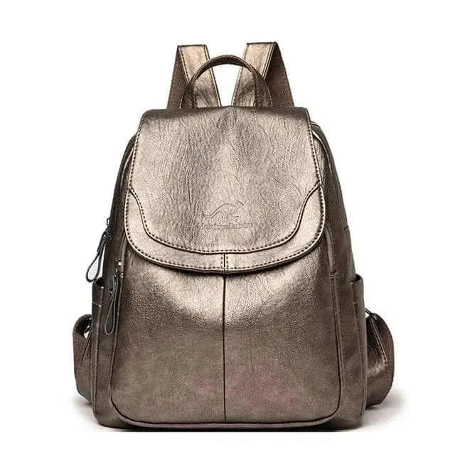 Chic women's anti-theft leather backpack. Versatile shoulder bag for daily use, travel, or as a gift.
