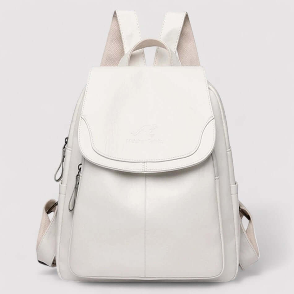 Front view of a chic women's anti-theft backpack, perfect for travel.