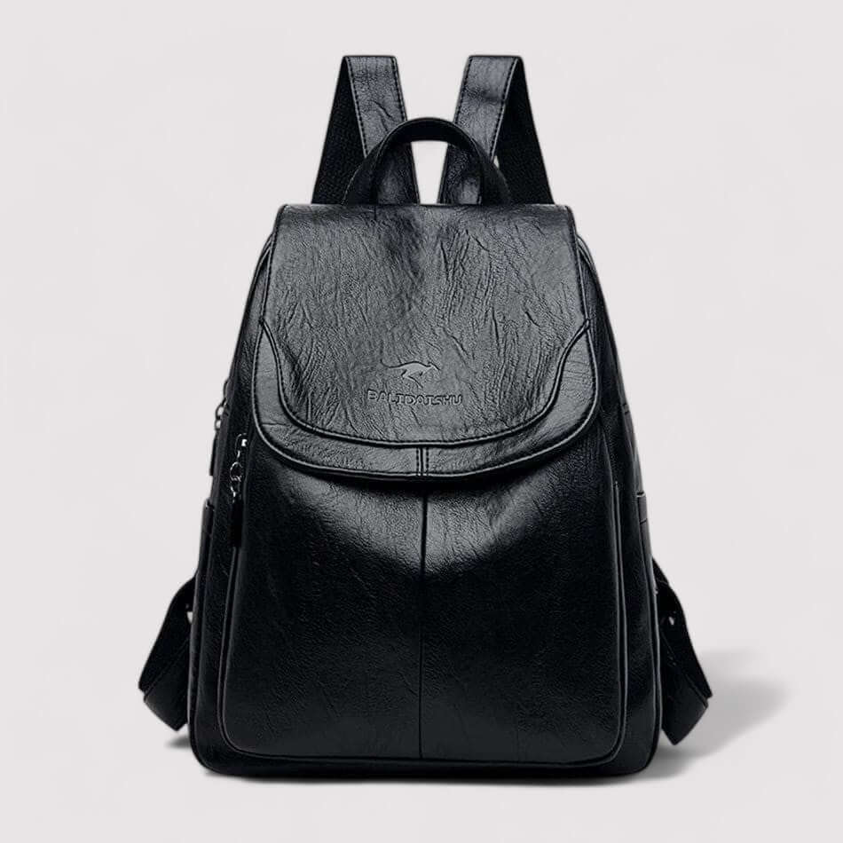 Interior organization of a women's anti-theft commuter bag, showing ample space.